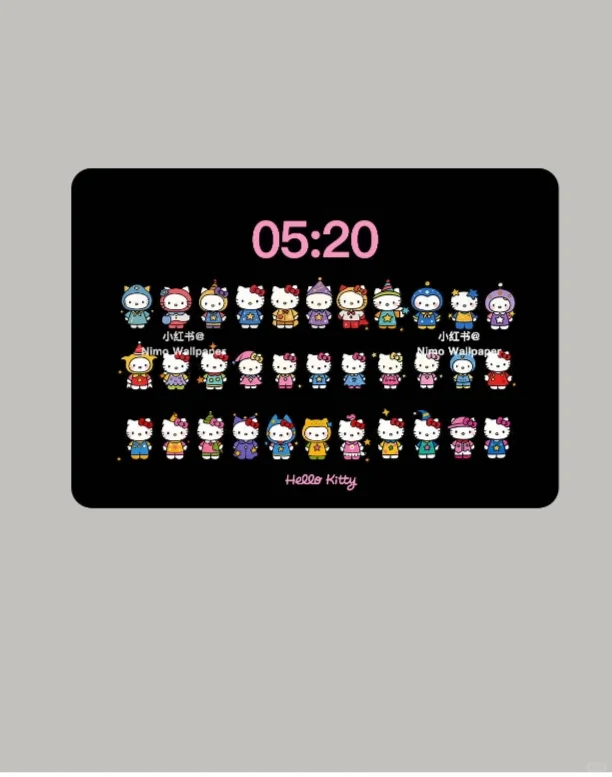 可爱Hello Kitty排排站丨黑色ipad壁纸超可