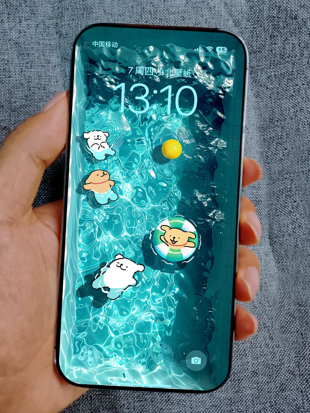手机📱壁纸｜线条小狗🐶泳池🏊‍♂️5｜清凉