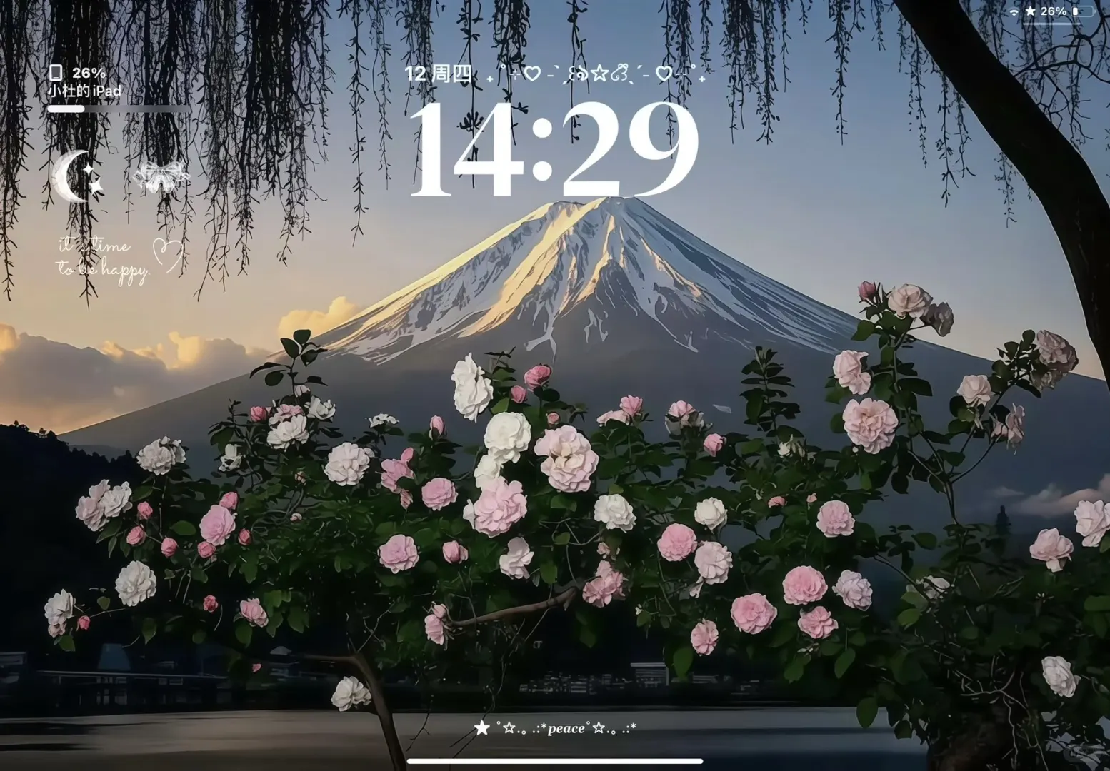 iPad壁纸｜欲落的樱花等不到富士山🗻 iPad