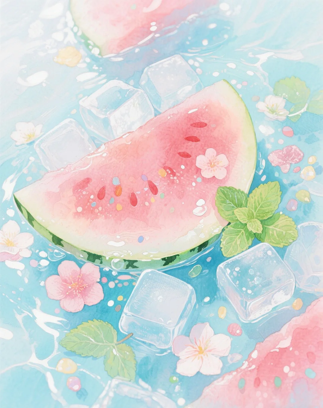 天啦噜,这夏日水果也太好看了吧🍉🌸😍🌿