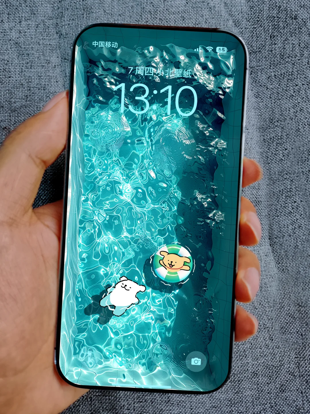 手机📱壁纸｜线条小狗🐶泳池🏊‍♂️5｜清凉