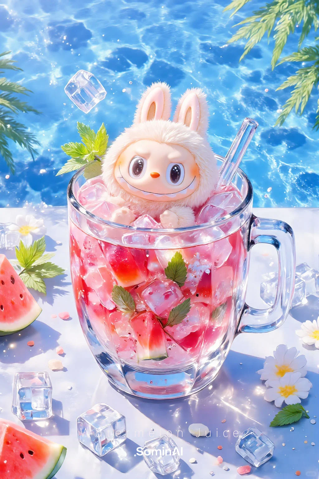 Labubu 手机壁纸｜送你一杯夏日清凉🥤