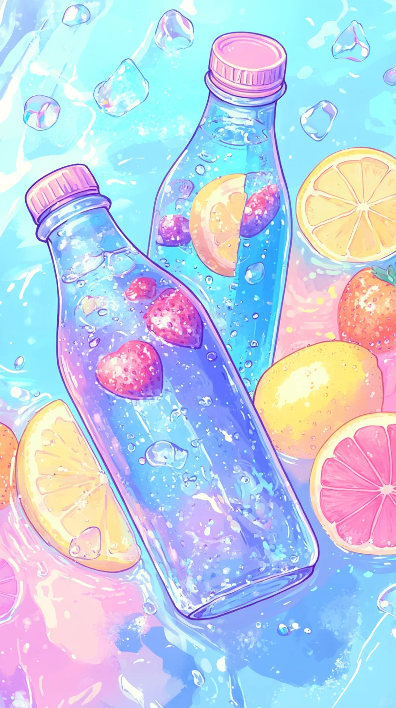 夏天中的彩色气泡水