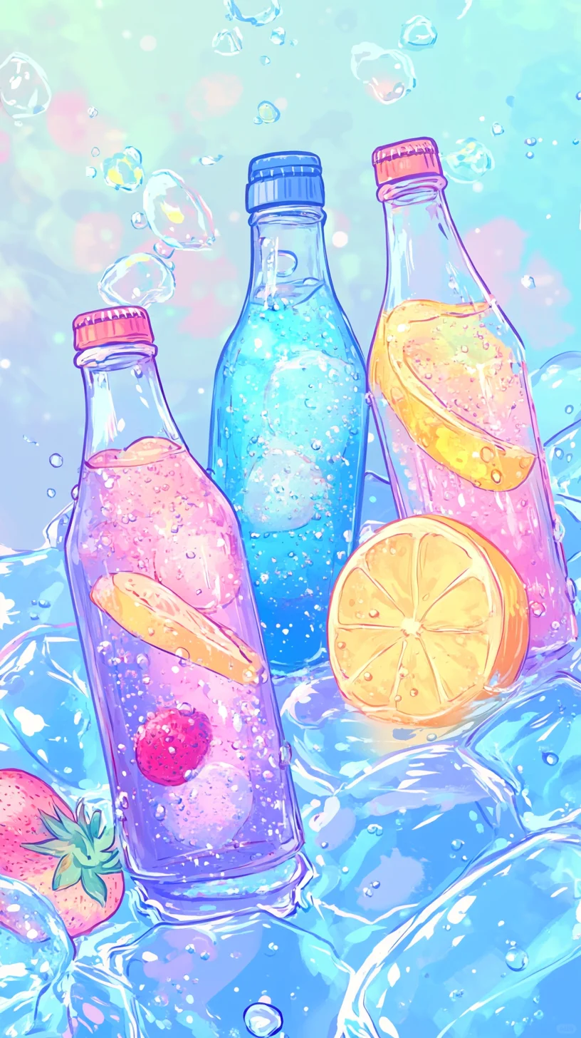 夏天中的彩色气泡水