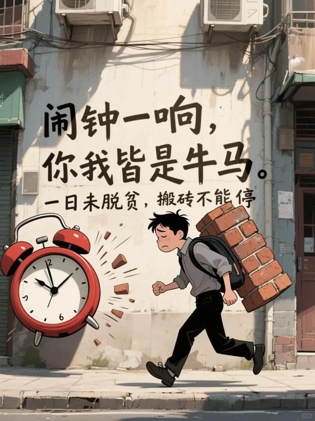 闹钟一响，你我皆是牛马，高清壁纸