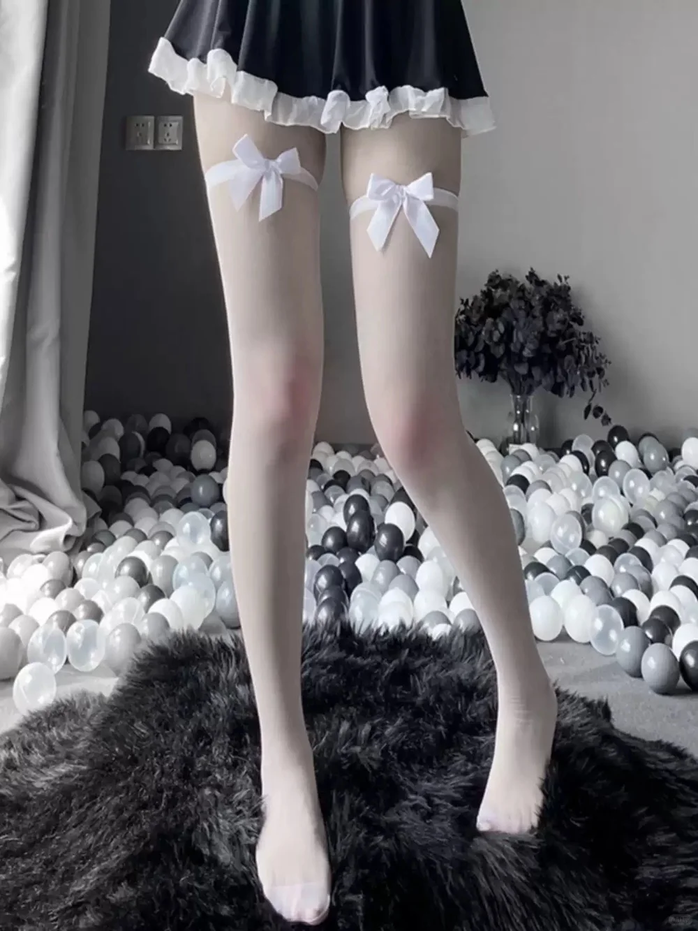 【甜美性感】超薄黑丝长筒袜 蝴蝶结🌟