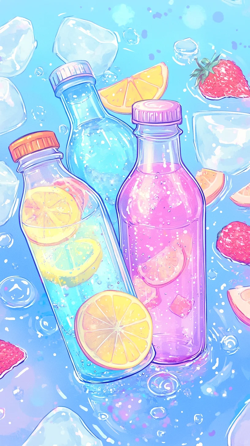 夏天中的彩色气泡水