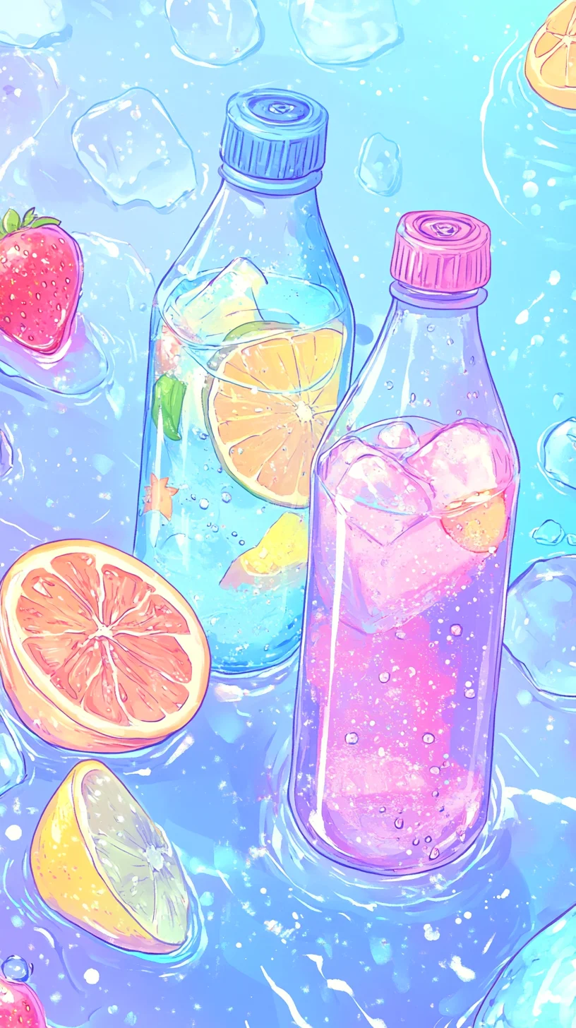 夏天中的彩色气泡水