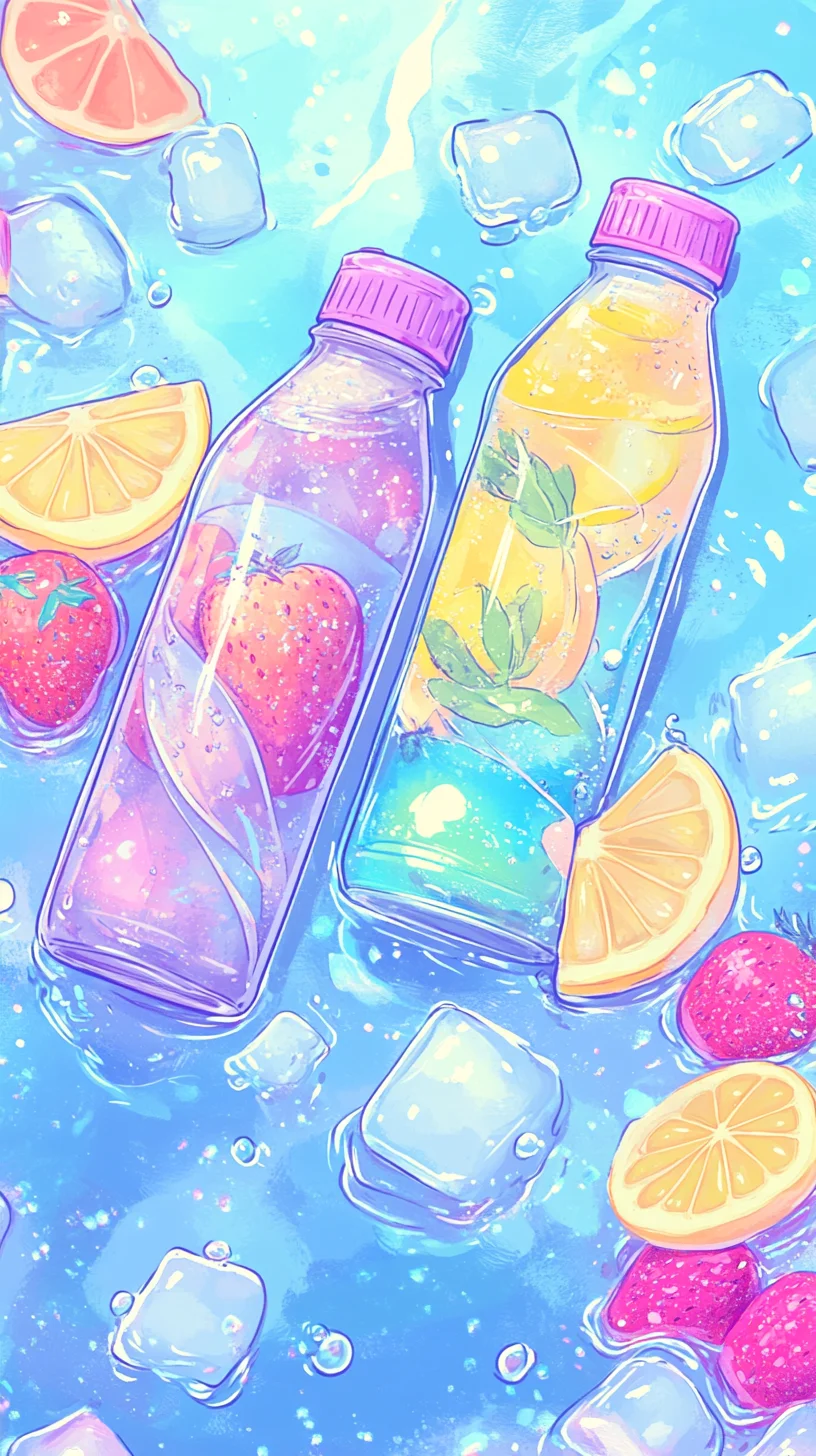 夏天中的彩色气泡水