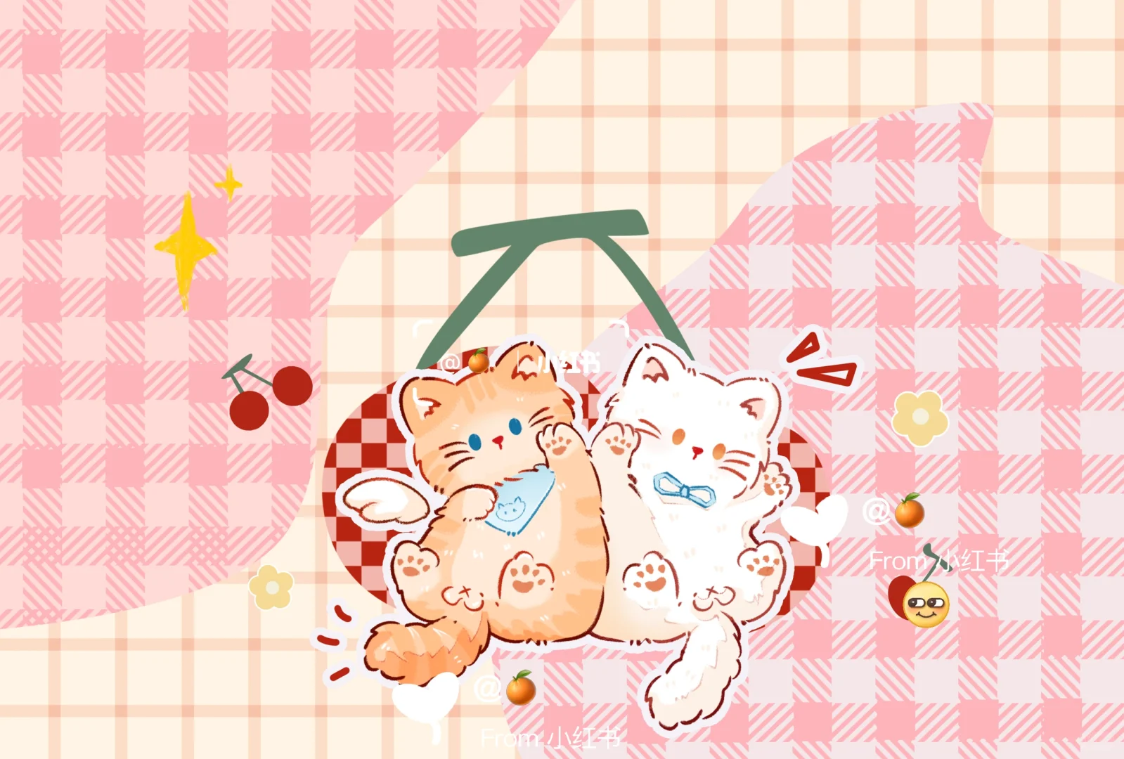 ipad壁纸 | 樱桃奶呼猫🍒
