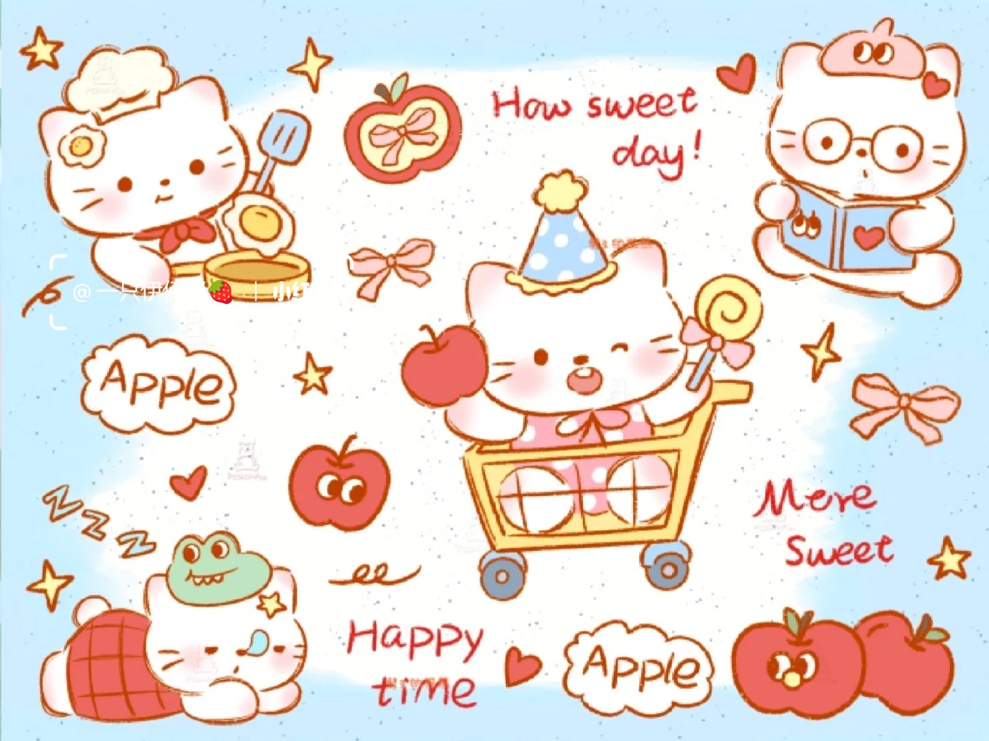 平板壁纸｜夏日多巴胺小动物&小猫派派🐱