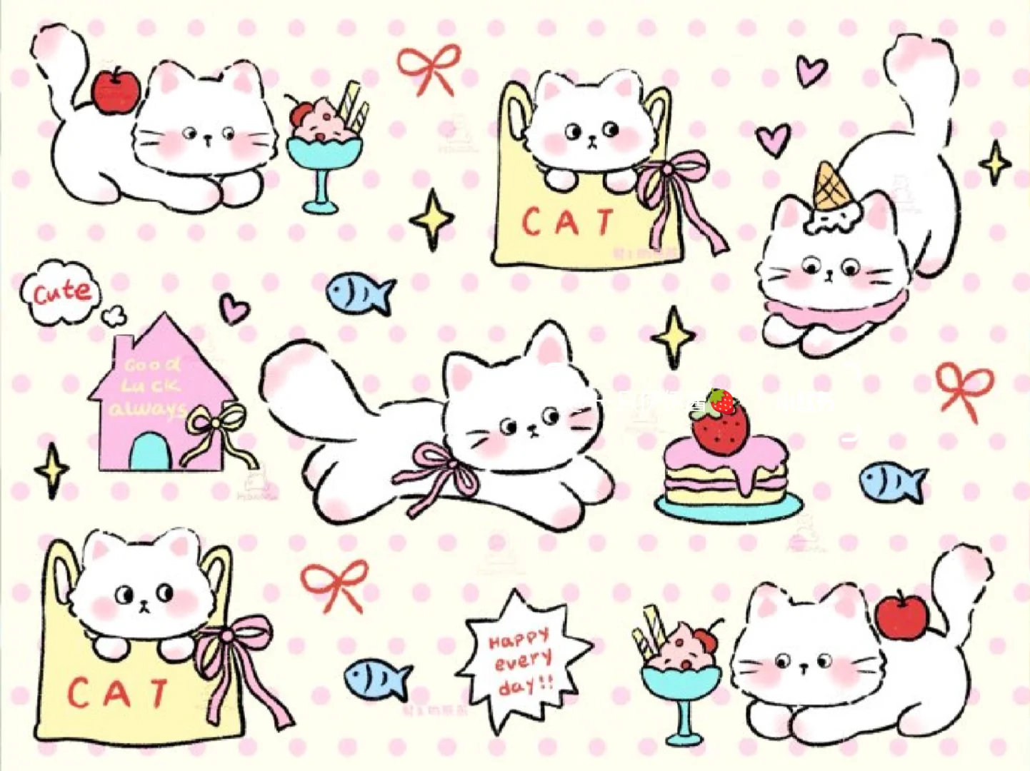 平板壁纸｜夏日多巴胺小动物&小猫派派🐱