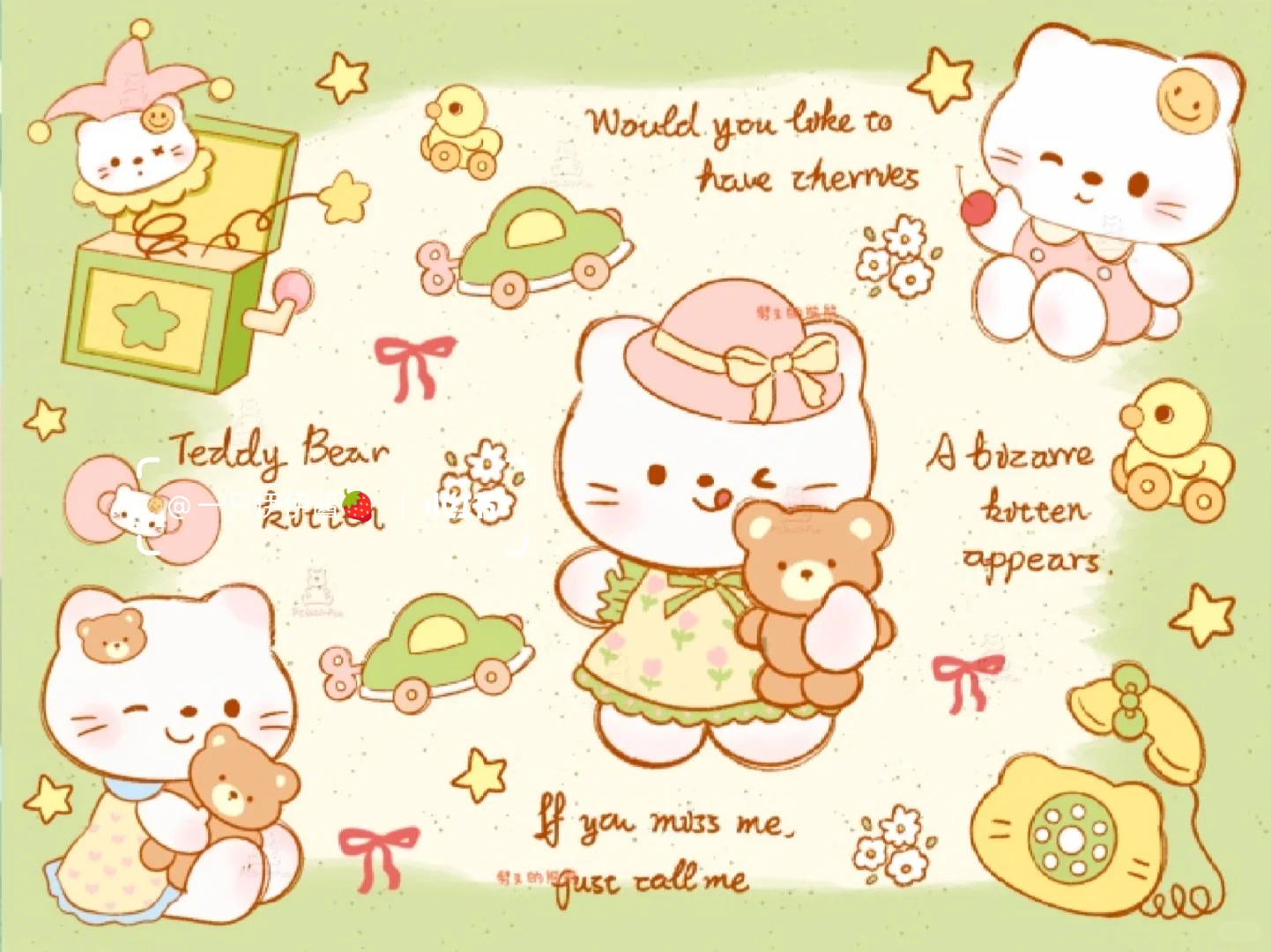 平板壁纸｜夏日多巴胺小动物&小猫派派🐱