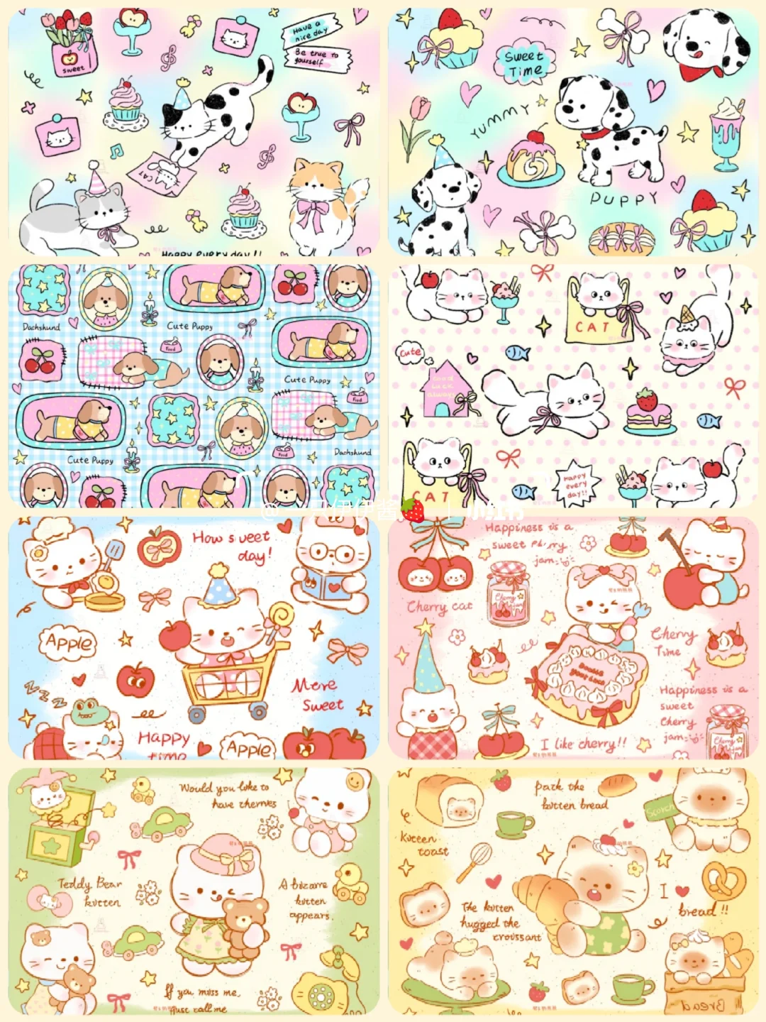 平板壁纸｜夏日多巴胺小动物&小猫派派🐱