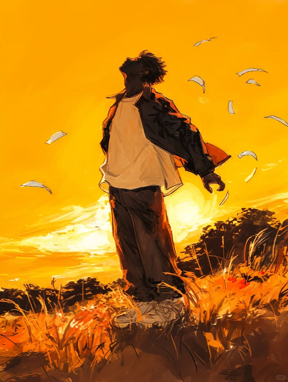 日落跌入昭昭星野，人间忽晚，山河以秋。