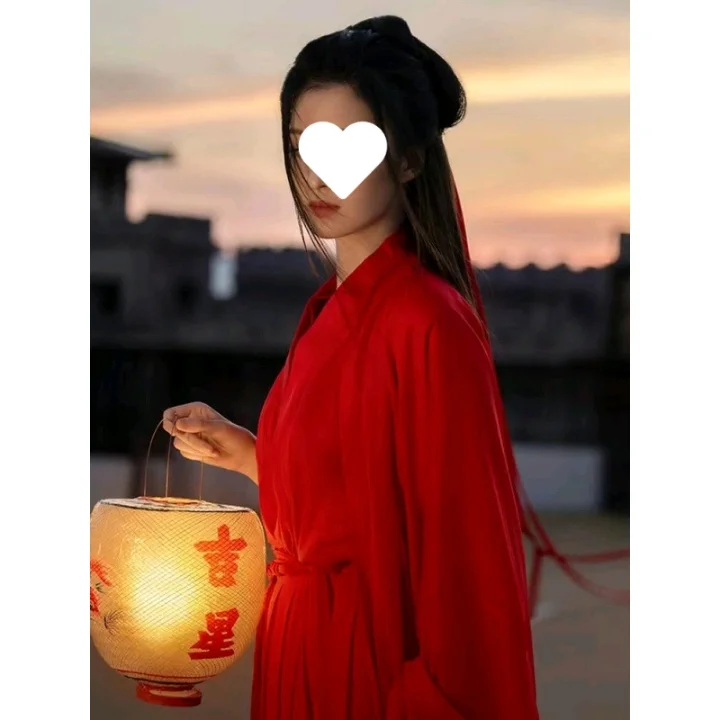 魏晋风汉服女飘逸超仙红色古装大袖衫古风广