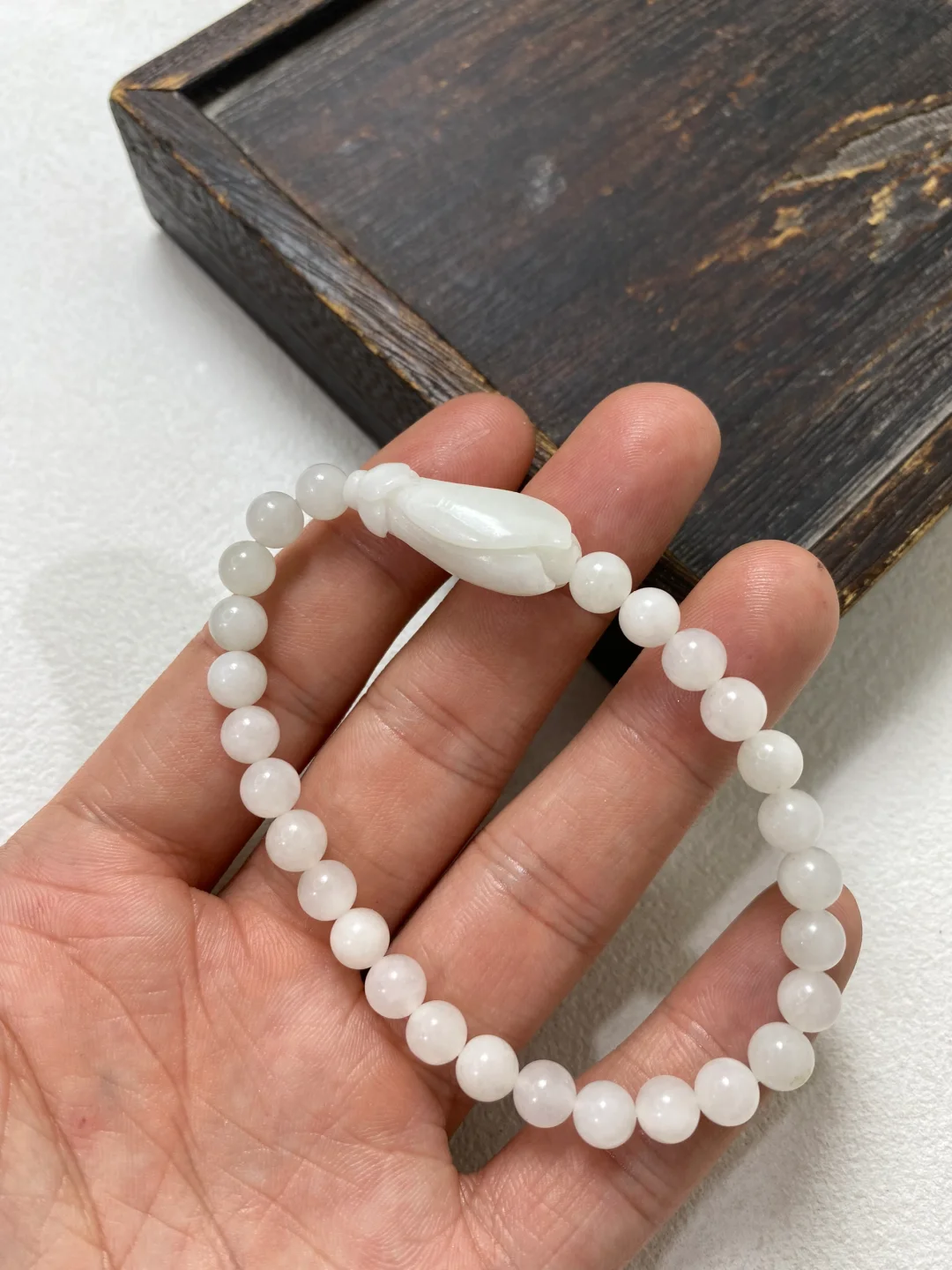 天然玉石独山玉玉兰花手串独玉女士款手链