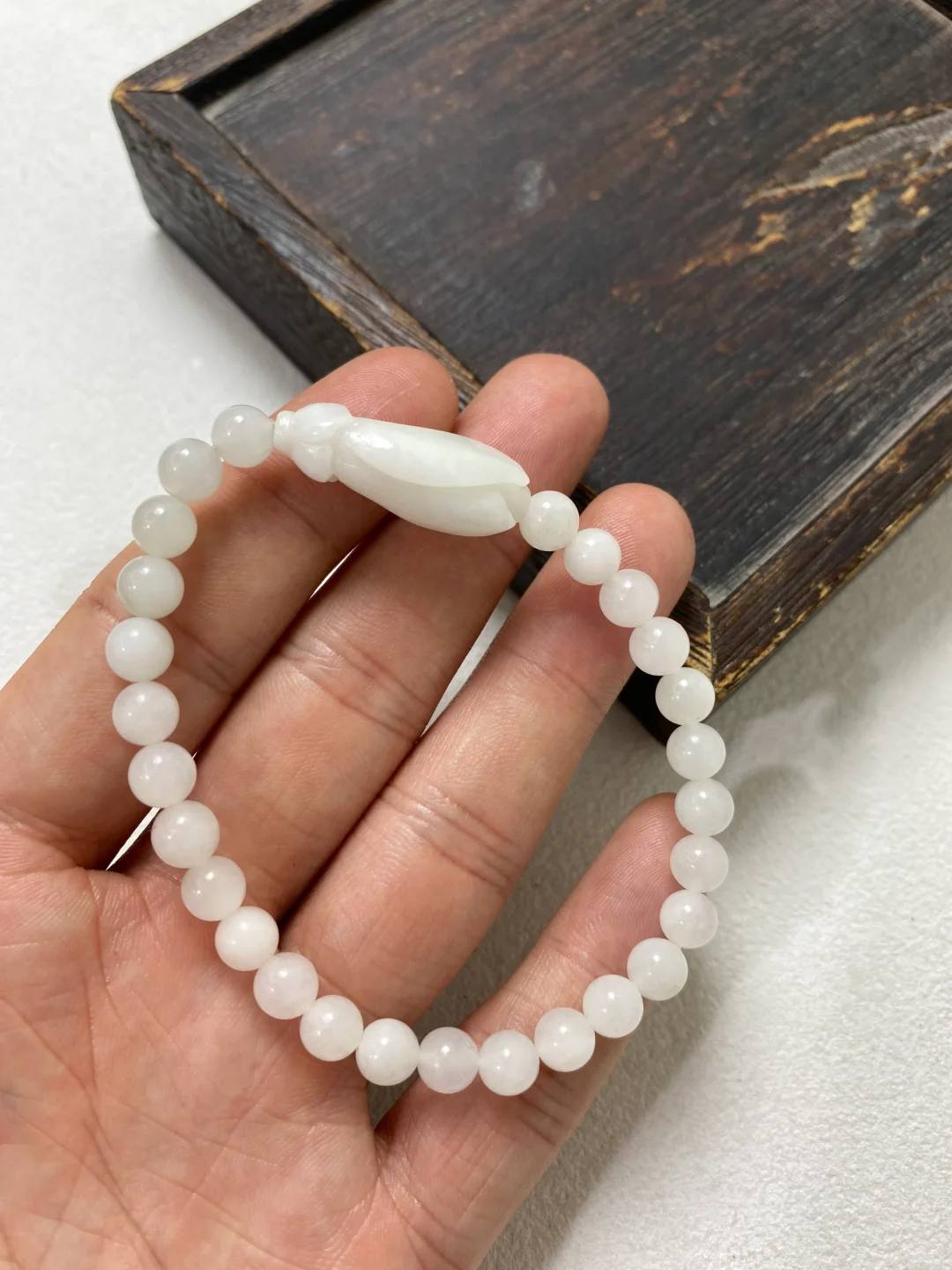 天然玉石独山玉玉兰花手串独玉女士款手链