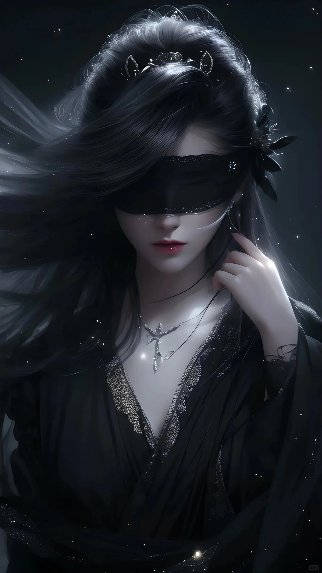 AI绘画 - 蒙眼少女