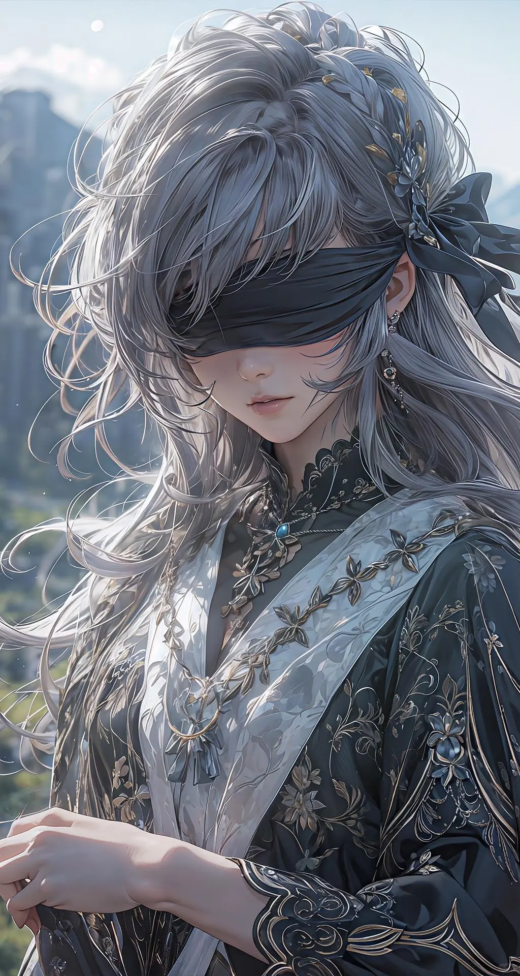 AI绘画 - 蒙眼少女