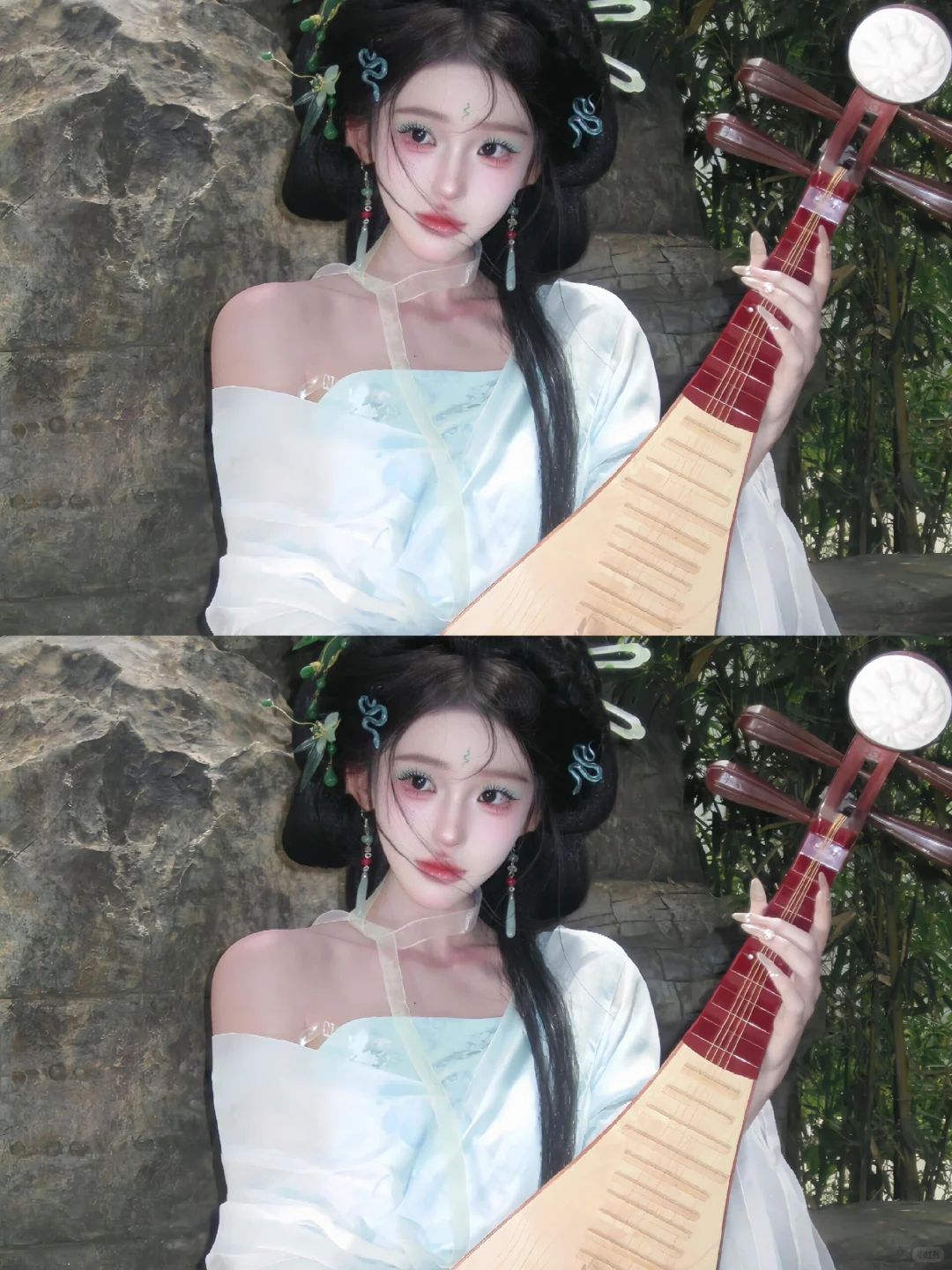 谁懂这个清冷风妆造，太适合夏天啦～