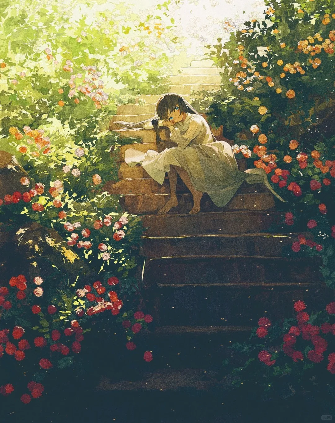 复古又浪漫的画风，诉说少女与花的故事
