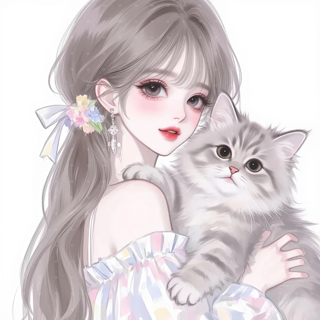 从此少女配猫猫，唯美女生头像