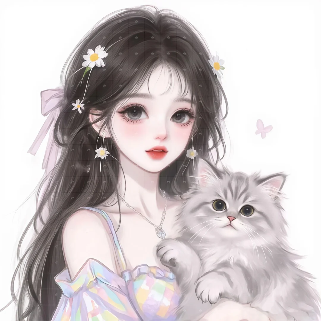 从此少女配猫猫，唯美女生头像