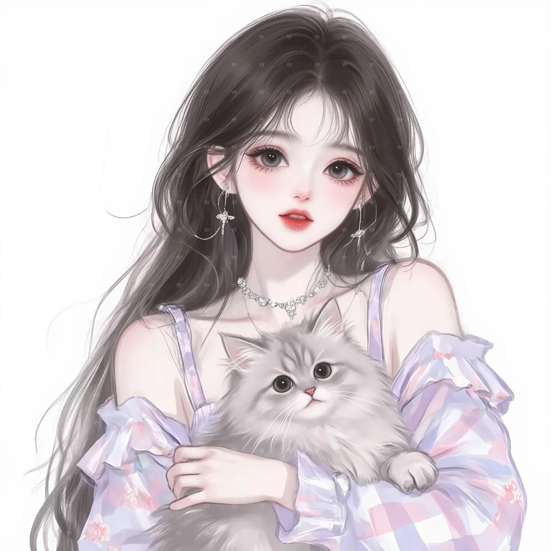 从此少女配猫猫，唯美女生头像