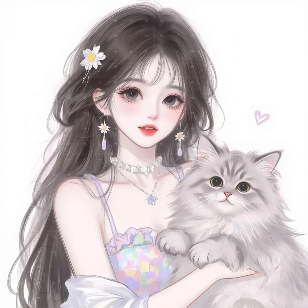 从此少女配猫猫，唯美女生头像