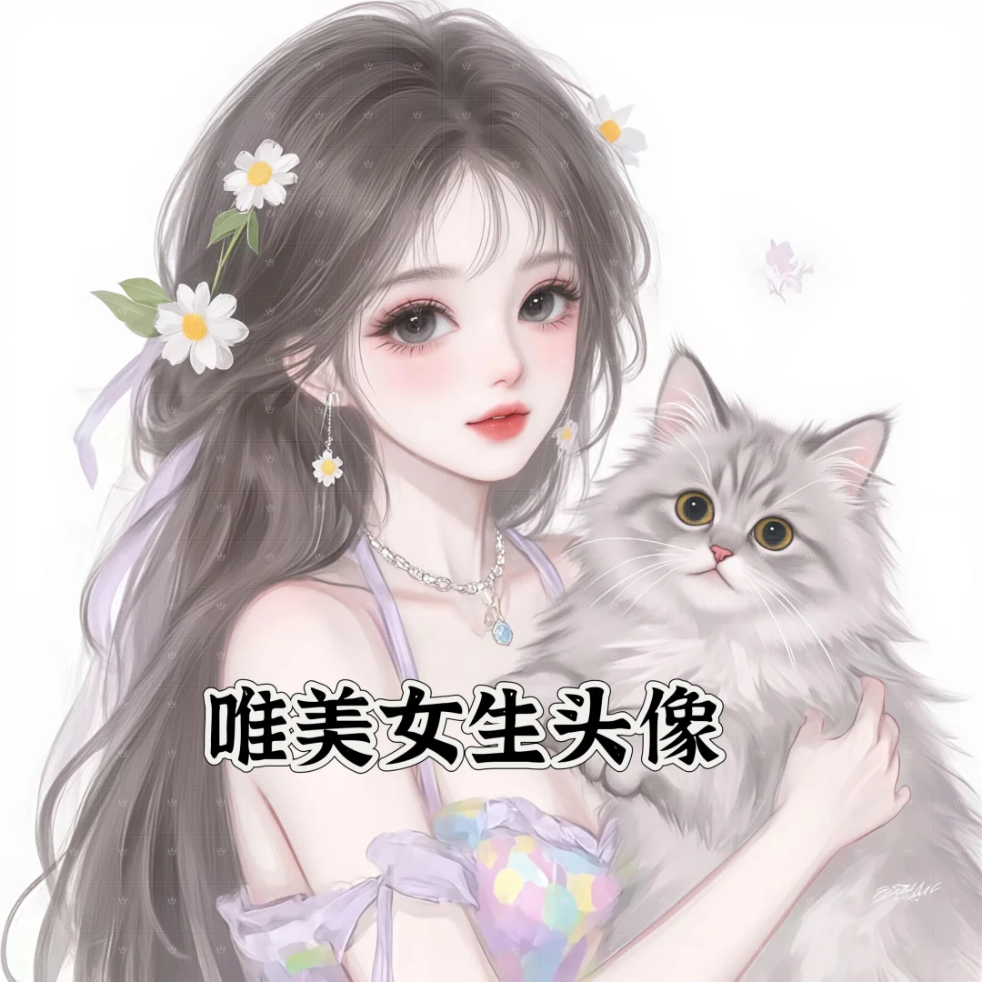 从此少女配猫猫，唯美女生头像