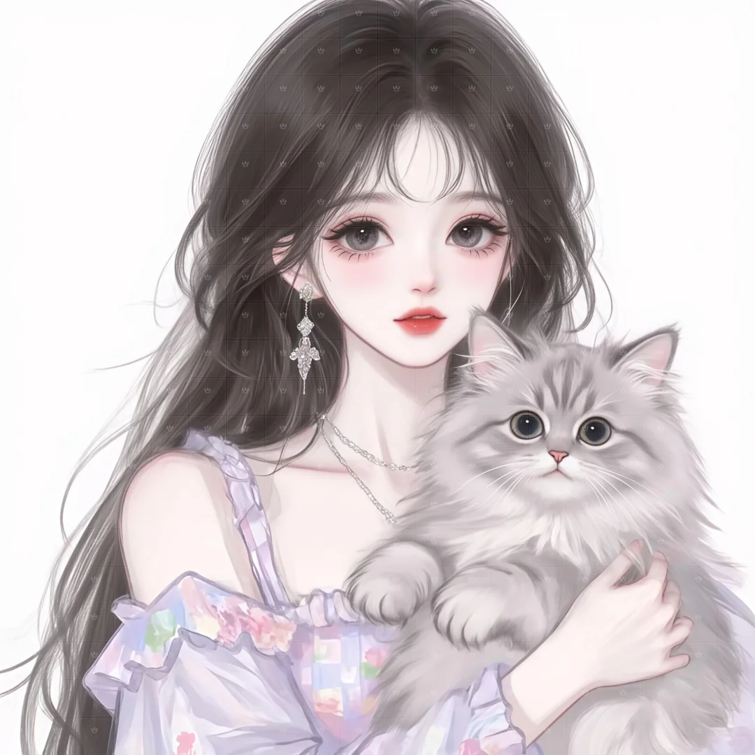 从此少女配猫猫，唯美女生头像