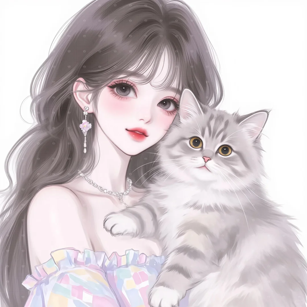 从此少女配猫猫，唯美女生头像