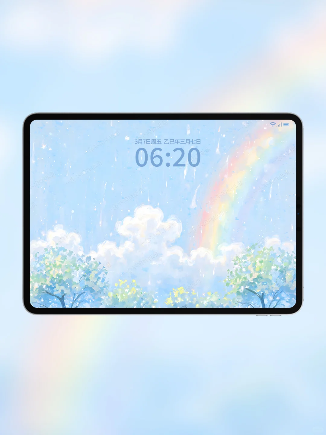 平板壁纸｜治愈的蓝色与彩虹🌈🌈🌈
