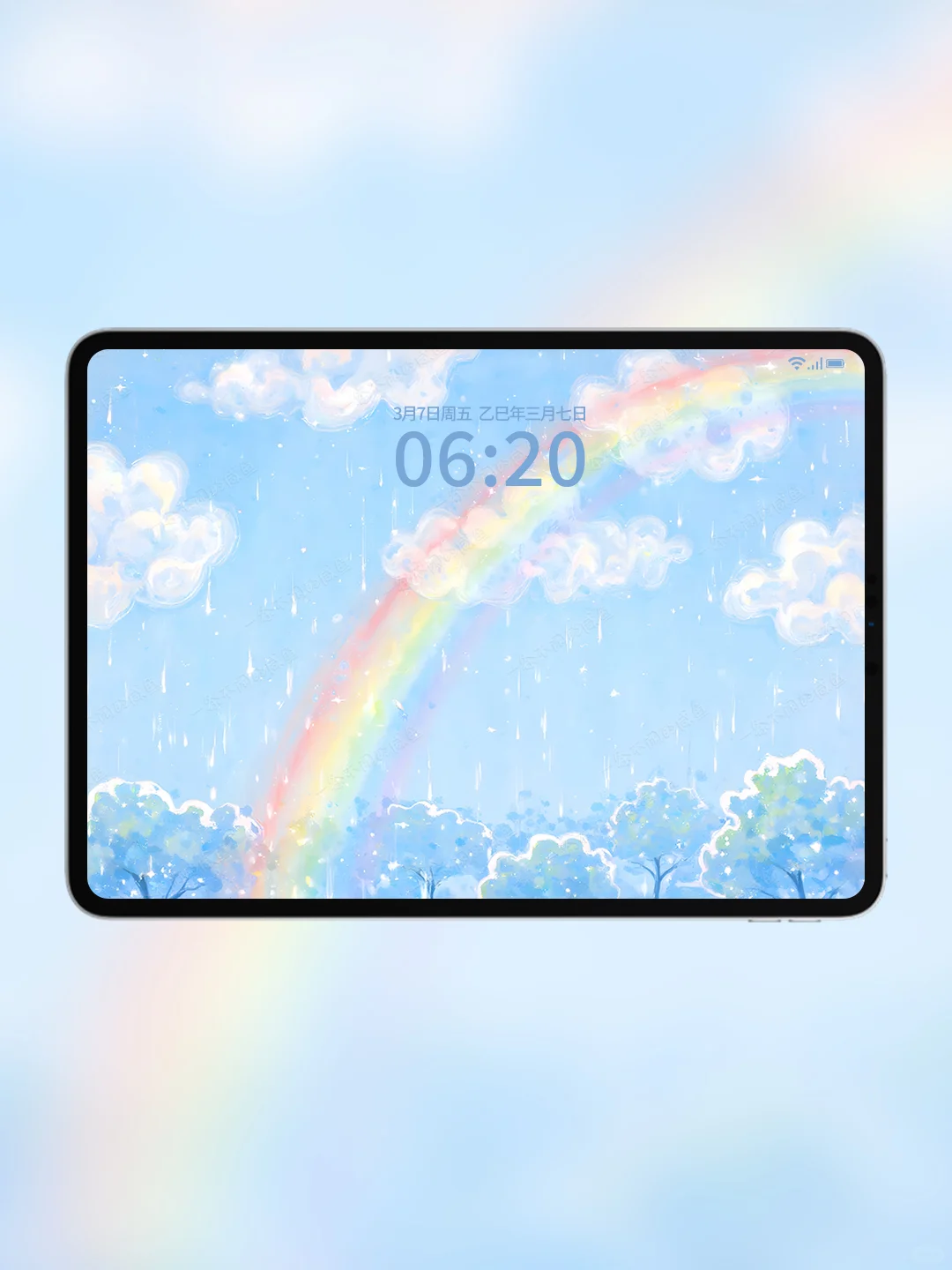平板壁纸｜治愈的蓝色与彩虹🌈🌈🌈