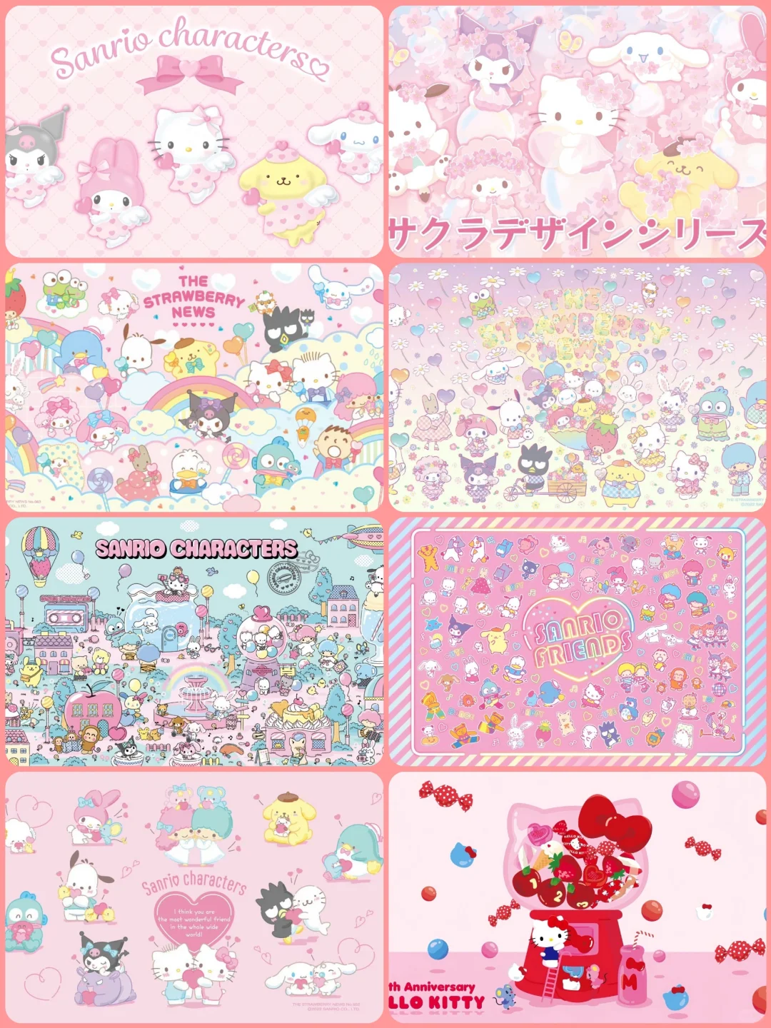 平板电脑壁纸｜超粉嫩HelloKitty三丽鸥壁纸