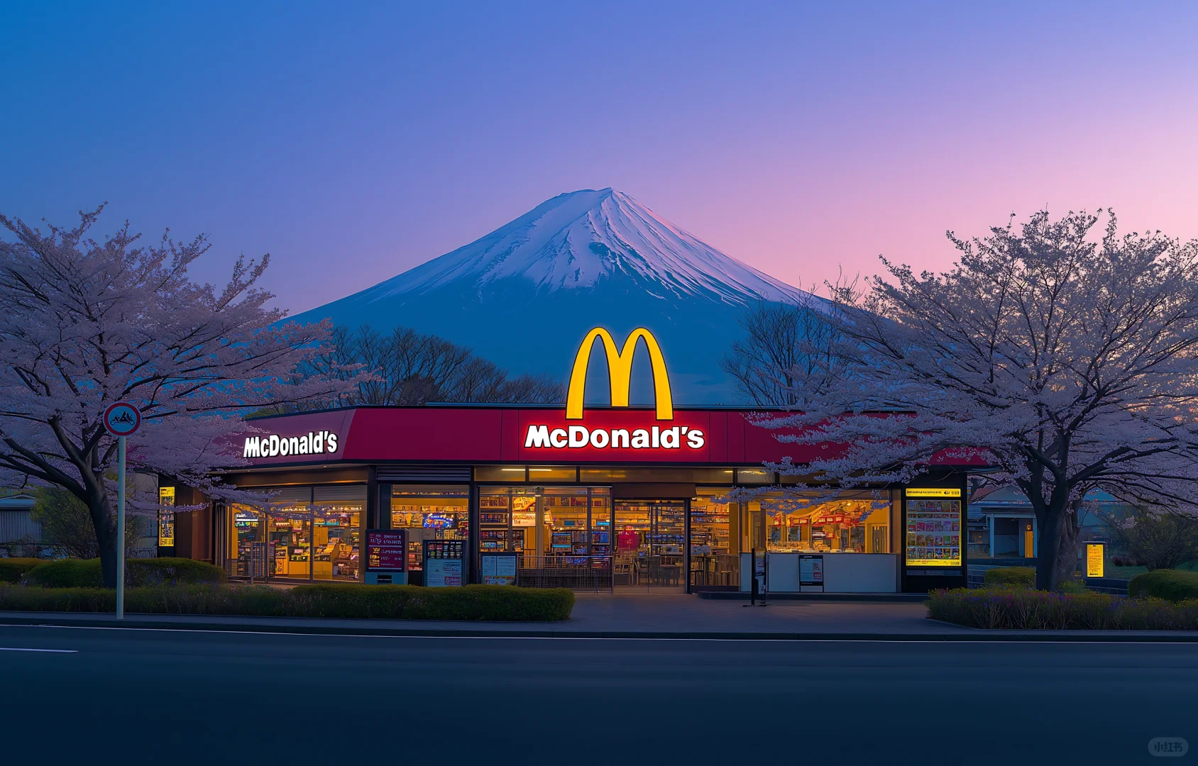 高清壁纸｜富士山🗻下的麦当劳