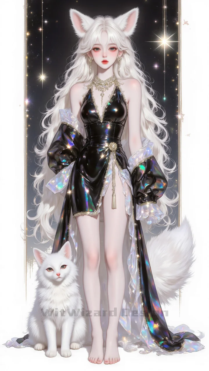 星夜狐影：神秘与华丽交织的奇幻邂逅