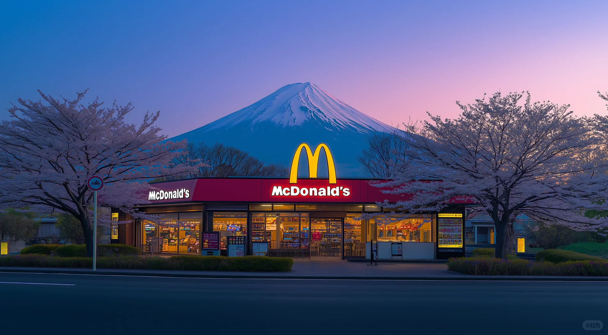 高清壁纸｜富士山🗻下的麦当劳