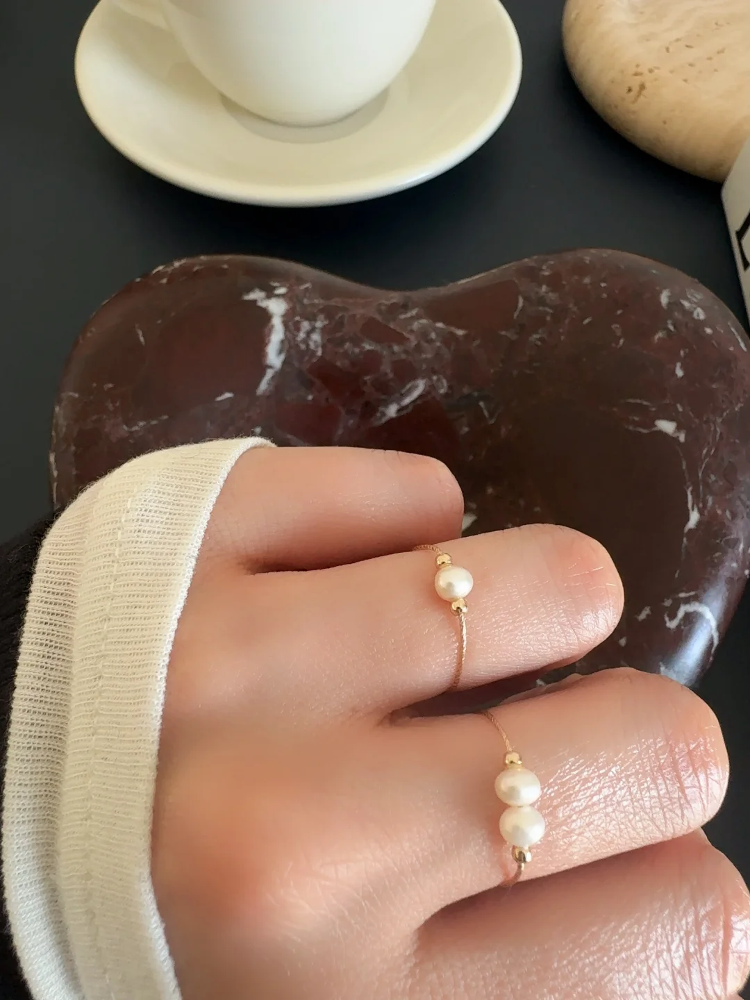 这款天然珍珠戒指，精致女孩的必备单品🥰