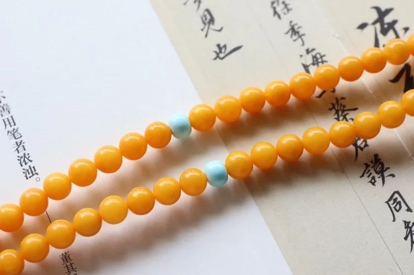 天然满蜜蜜蜡约6.6mm108颗，手链项链两用款