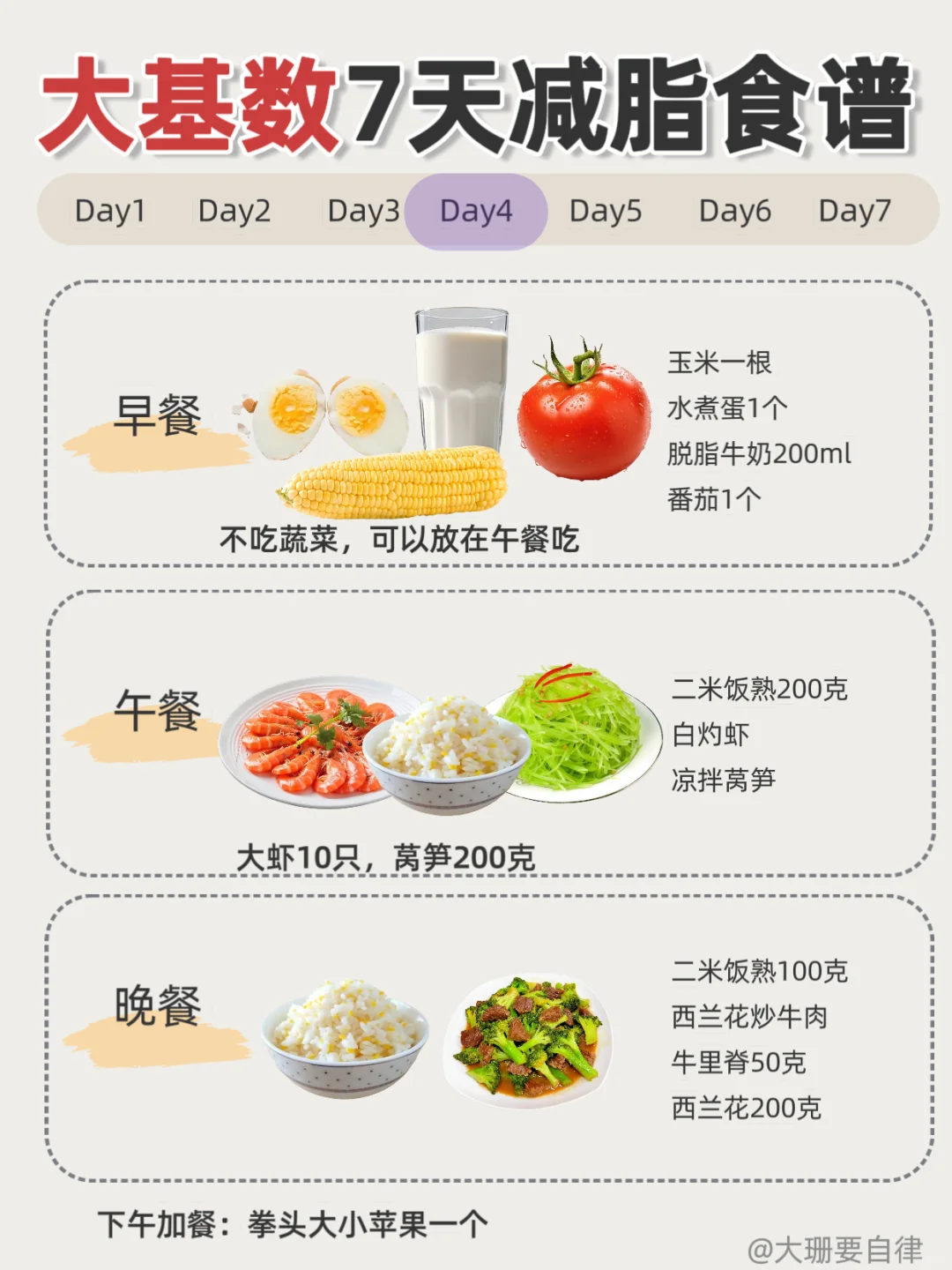 窦月减肥法，大基数7天跟练食谱