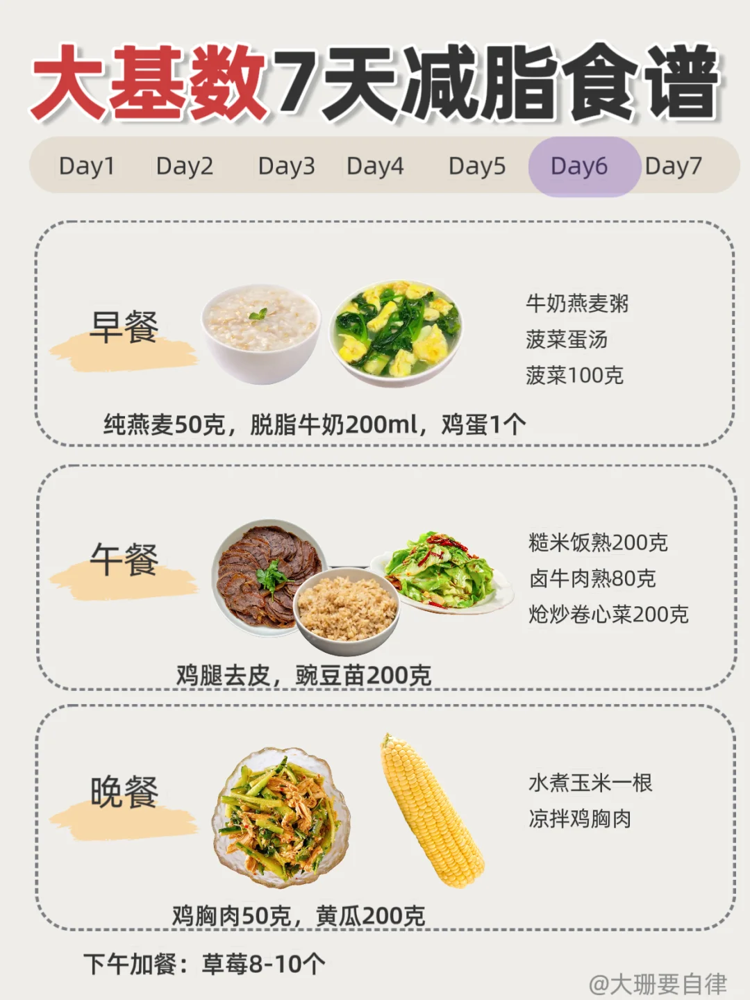 窦月减肥法，大基数7天跟练食谱