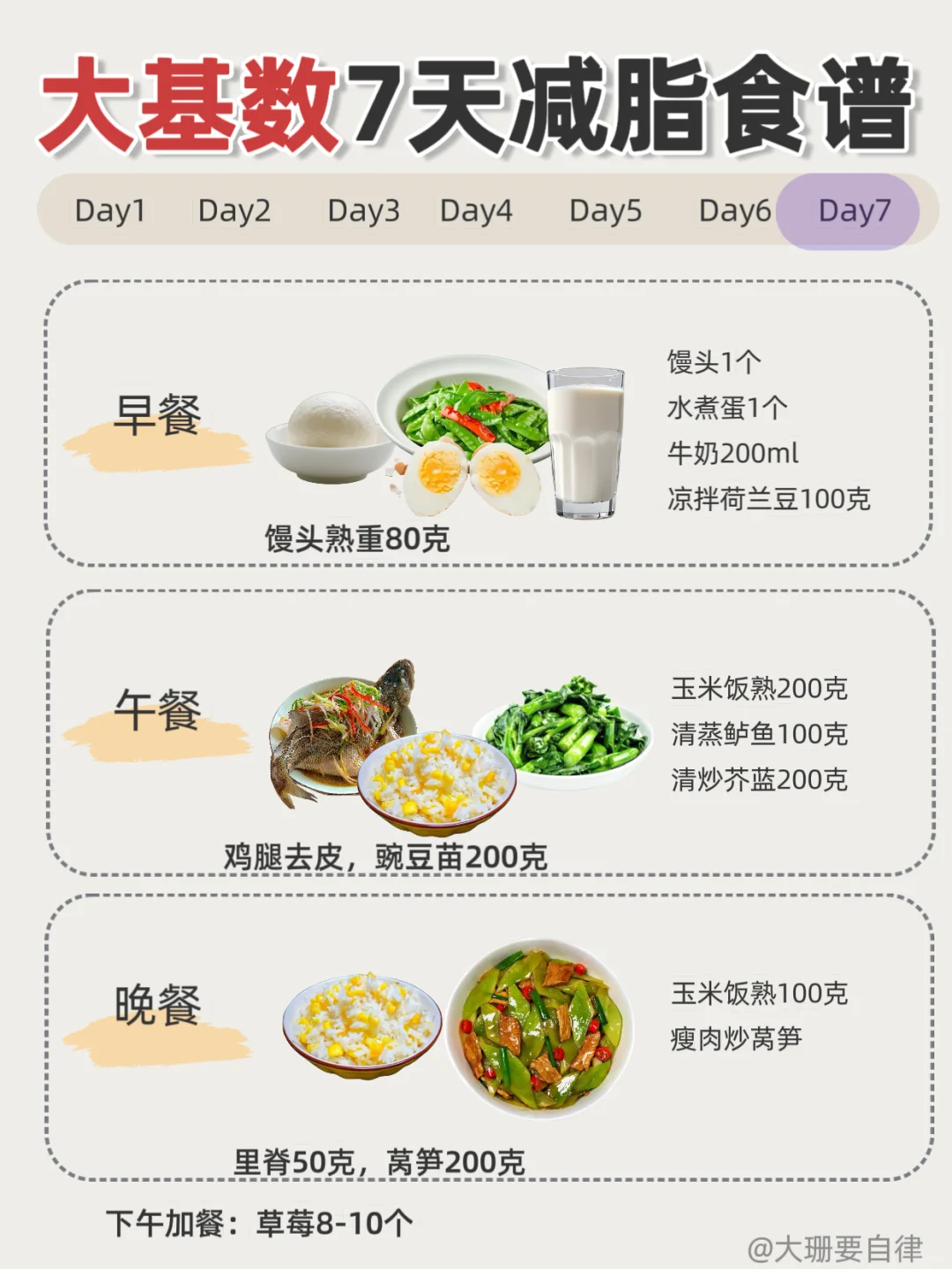 窦月减肥法，大基数7天跟练食谱