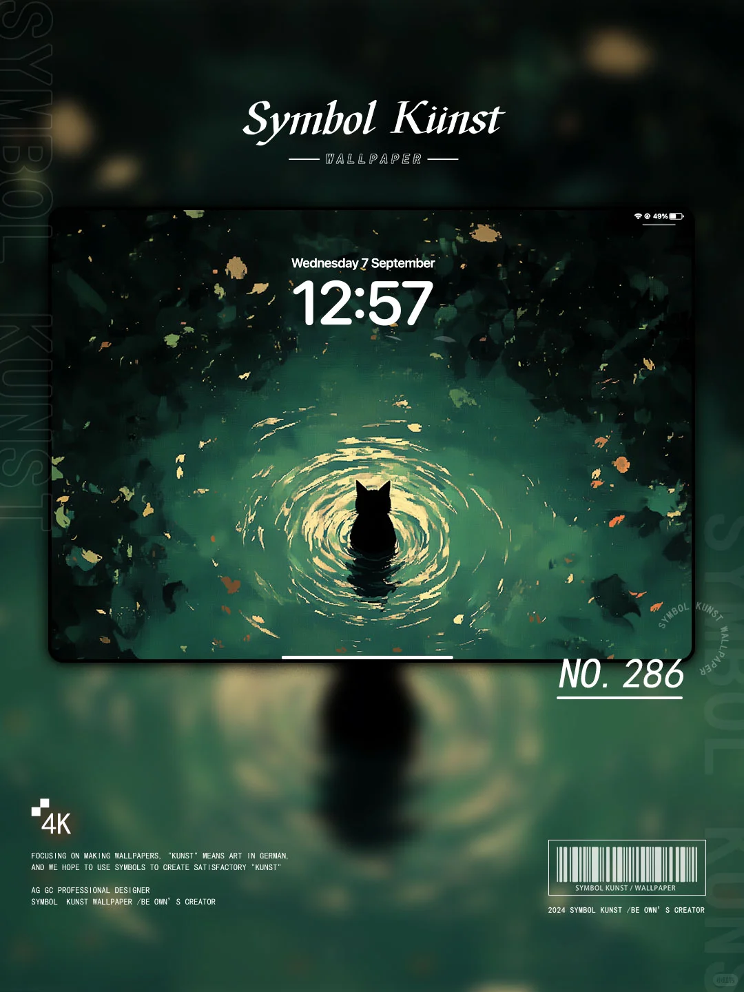 286｜池塘黑猫背影壁纸|全套壁纸