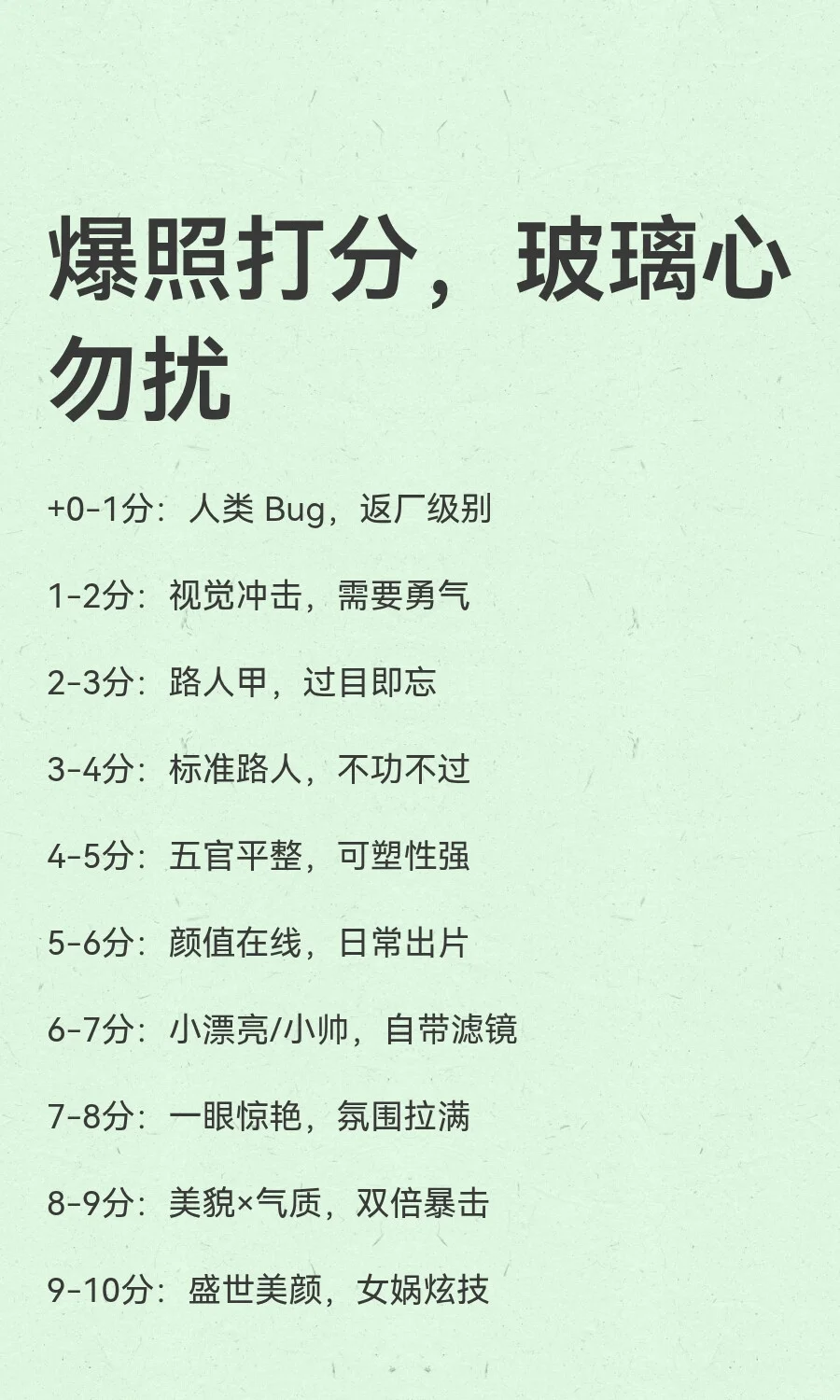 爆照打分，玻璃心勿扰