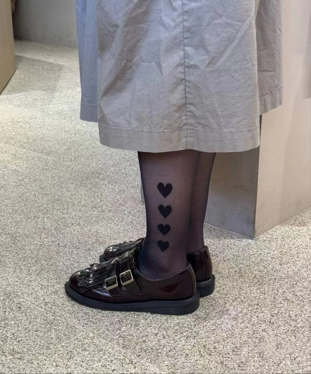 爱心玻璃丝膝下袜
