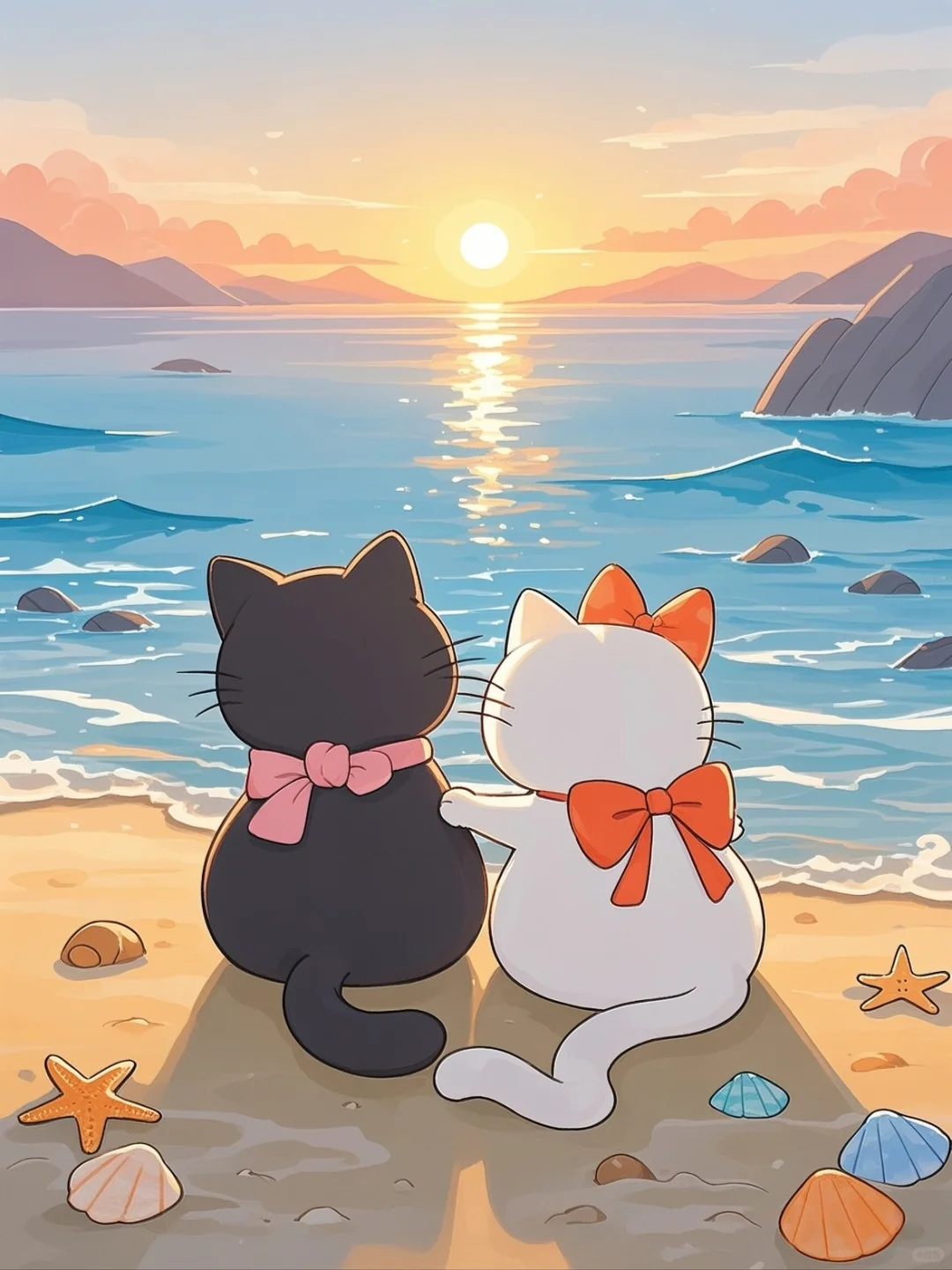 被这两只猫的 “日出浪漫” 戳到啦🌅