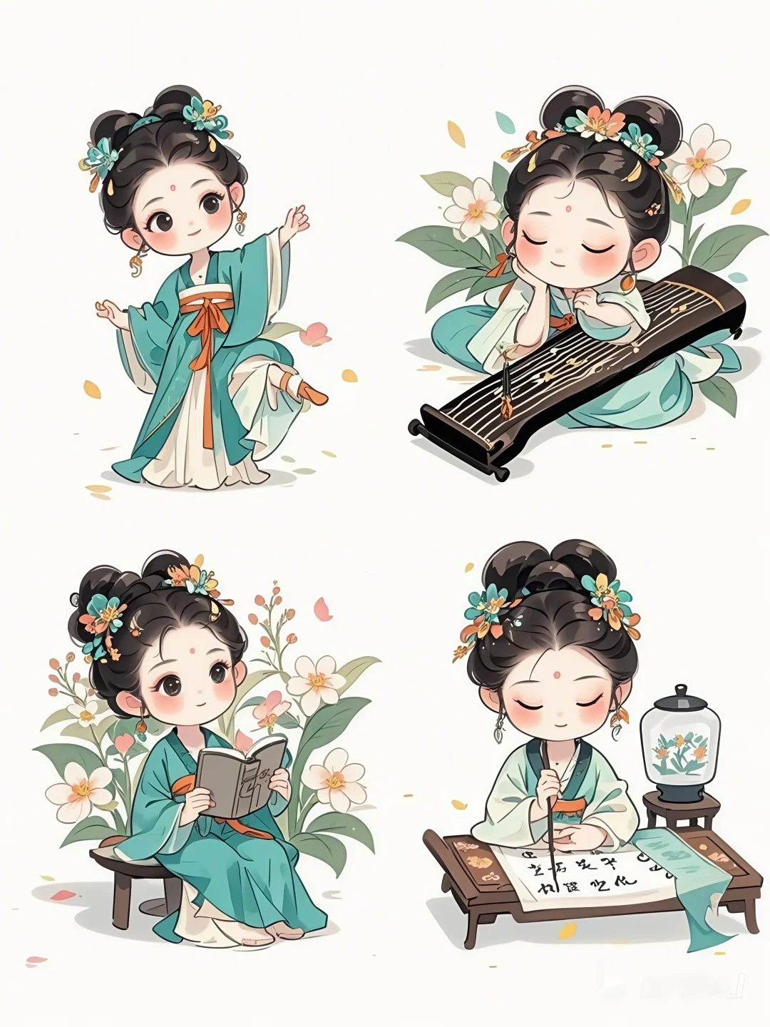 国潮/古风Q版唐装汉服可爱女孩人物画像