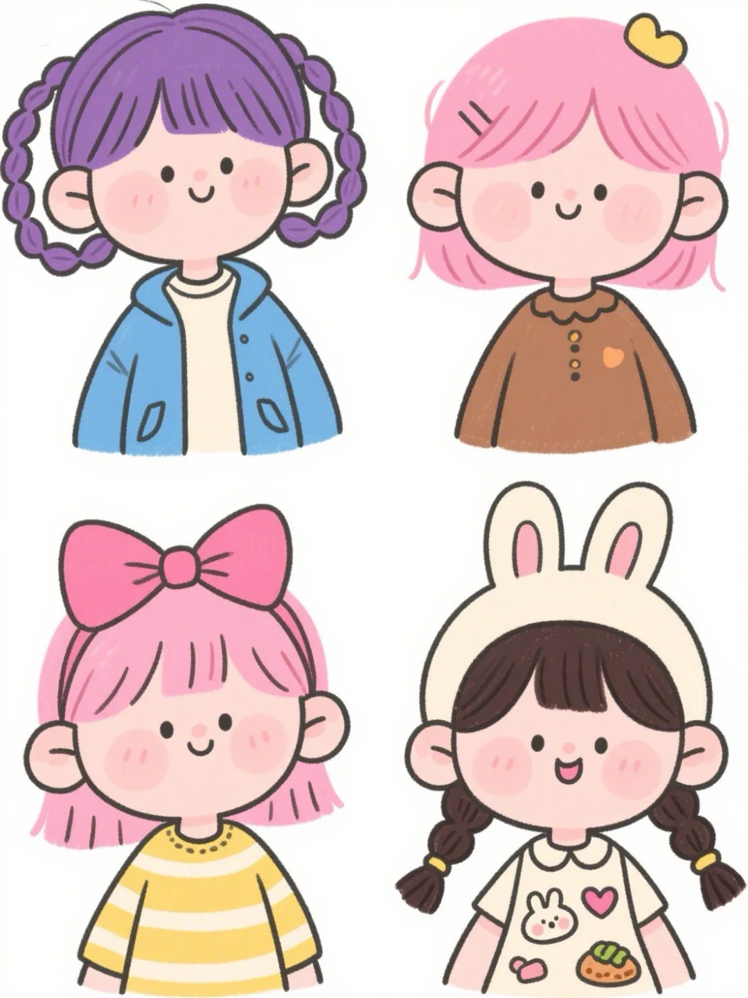 带娃画简笔画|甜美女孩